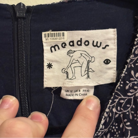 Anthropologie Meadows Amaryllis Floral Dress Navy Floral Altered Size 8 - Picture 7 of 11